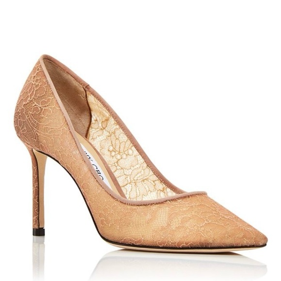 Jimmy Choo Ballet Pink Lace Romy 85 Pump Heels 38